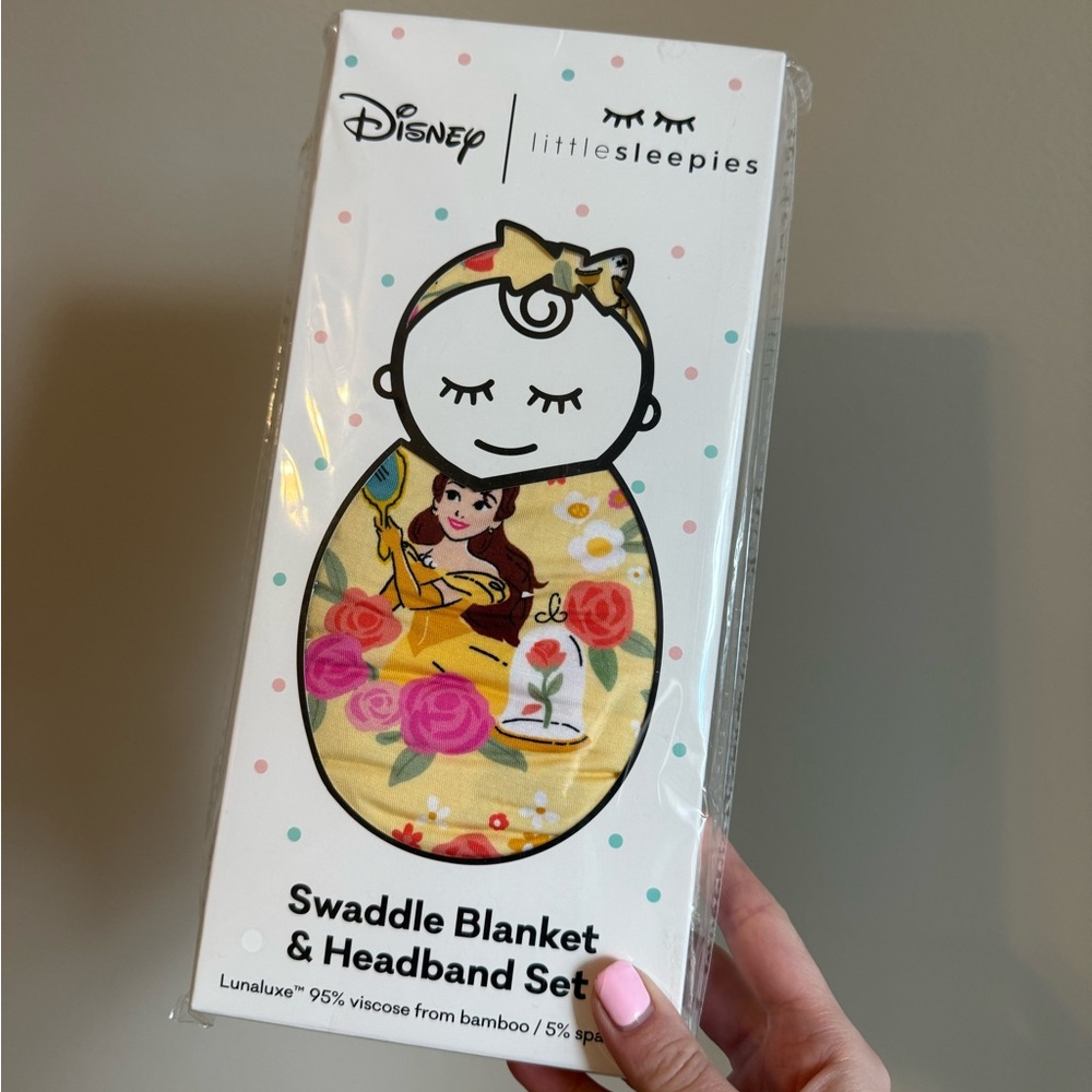 Little Sleepies Disney Swaddle Blanket & Headband Set - Yellow and Pink